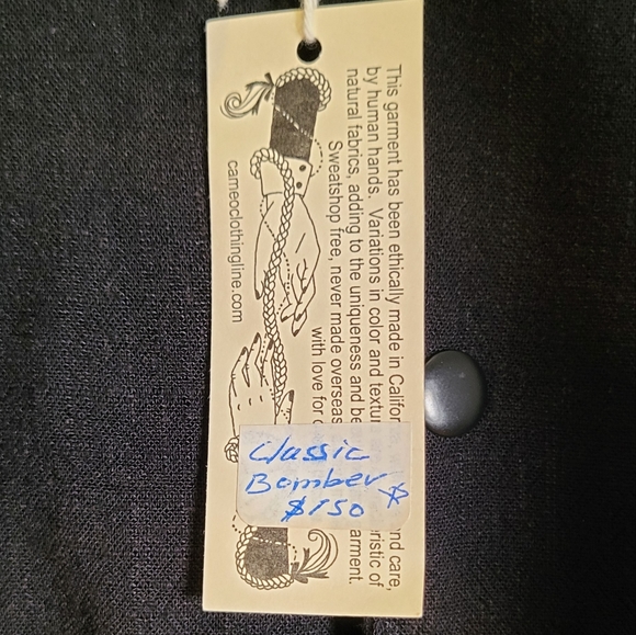 NWT Cameo Black Linen Bomber Style Jacket size XSmall - Picture 7 of 9